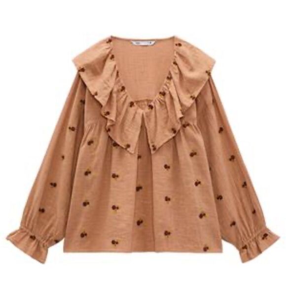 ZARA BOHO EMBROIDERED ROMANTIC BLOUSE - Picture 2 of 3